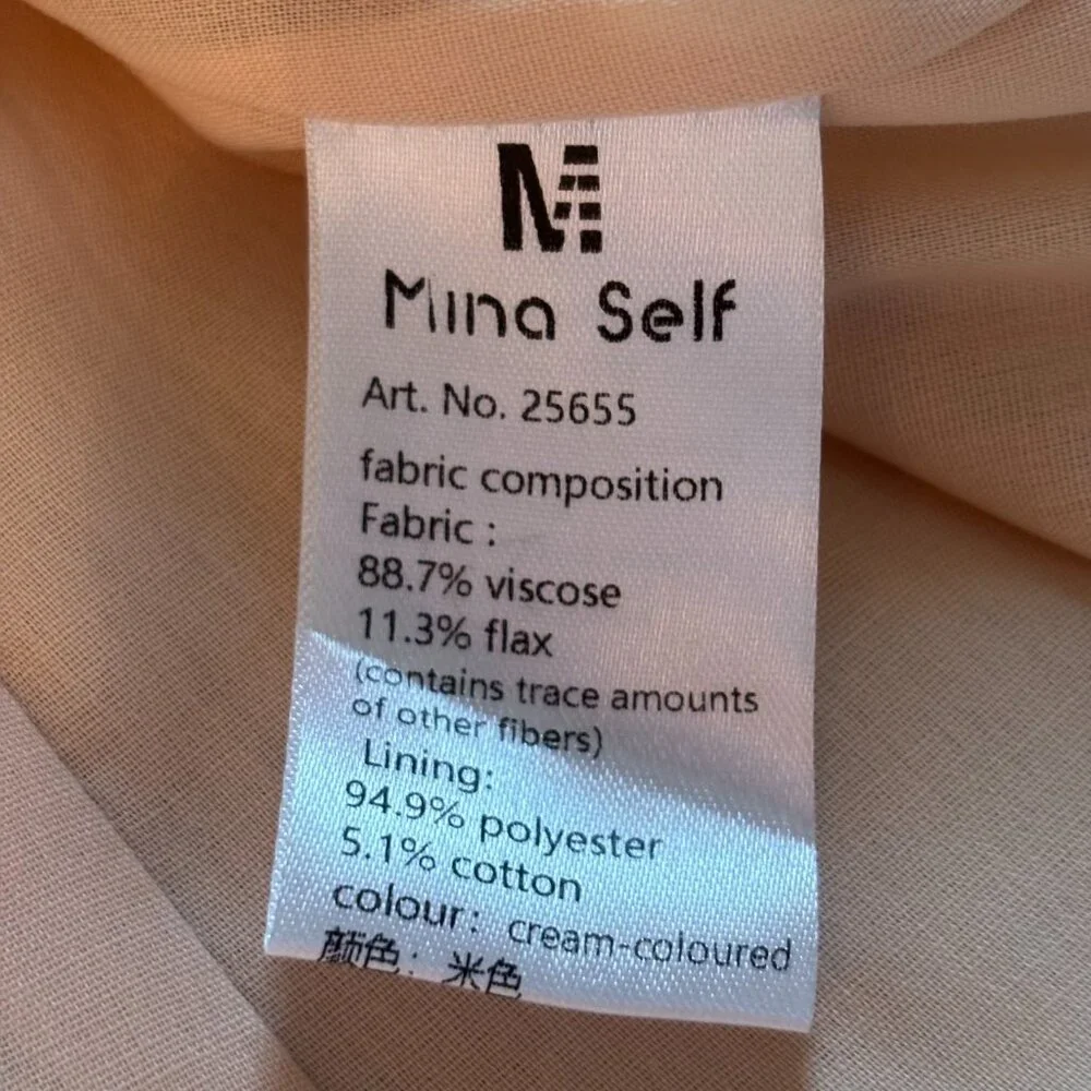 Mina Self Flax Linen Blend Blazer Beige Business Casual L Ruched Sleeve 18995x - Picture 8 of 12